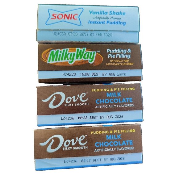 Dove MILK CHOCOLATE Sonic Vanilla Shake Milky Way 4 Pudding & Pie Filling Mix - Picture 2 of 4